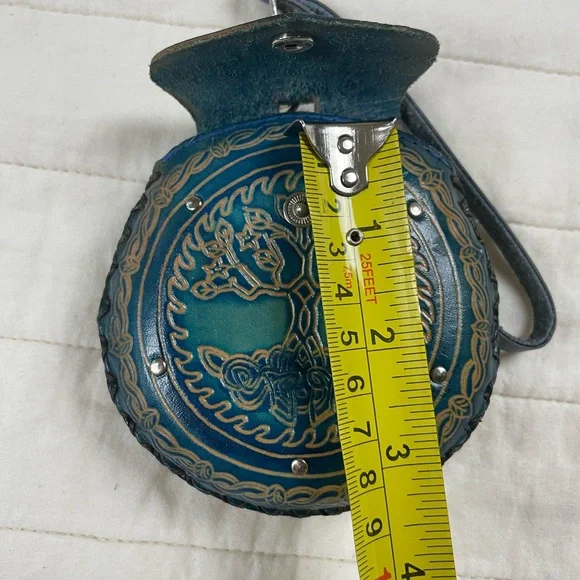 Teal Leather Clutch with Celtic Design - Picture 9 of 15